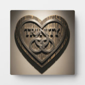 TRINITY Heart — Rustic Wooden Symbol Plaque Fotoplatte (Vorderseite)