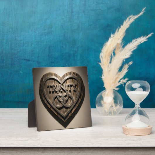 TRINITY Heart — Rustic Wooden Symbol Plaque Fotoplatte (InSitu)