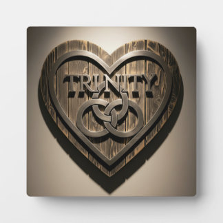 TRINITY-Herz — Rustikales Holzschild Fotoplatte
