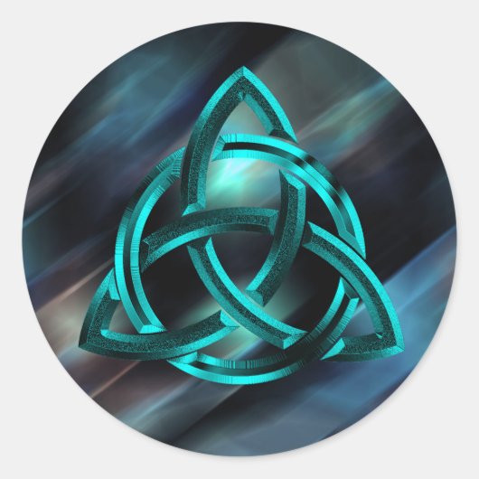 Trinity Knot Celtic Blue Metal Glitzer Runder Aufkleber (Vorderseite)
