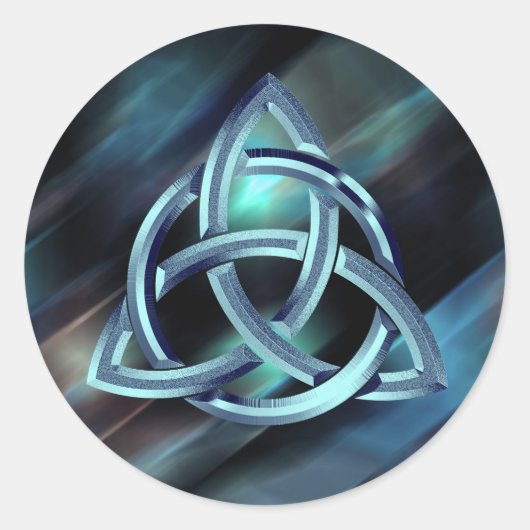 Trinity Knot Celtic Blue Metal Glitzer Runder Aufkleber (Vorderseite)