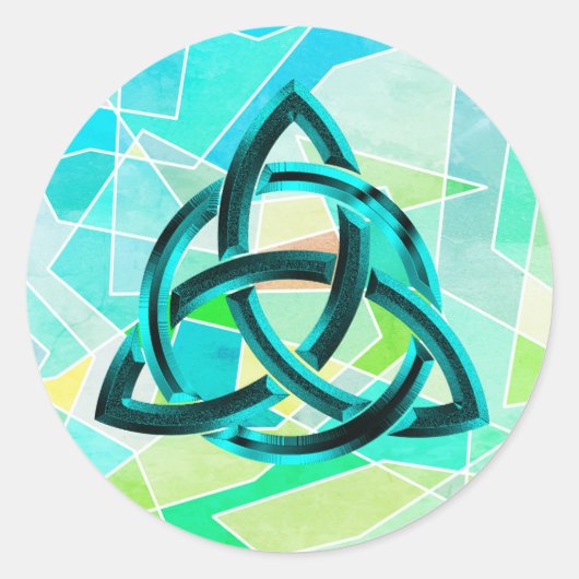 Trinity Knot Celtic Geometric Blue Metal Glitzer Runder Aufkleber (Vorderseite)