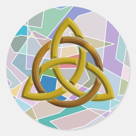 Trinity Knot Celtic Geometric Wassercolor Blöcke Runder Aufkleber (Vorderseite)
