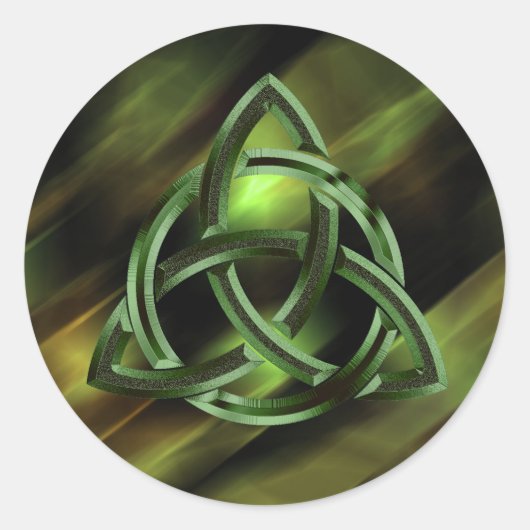 Trinity Knot Celtic Green Metal Glitzer Runder Aufkleber (Vorderseite)