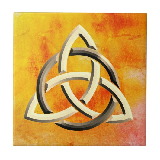 Trinity Knot Celtic Orange Vintag Fire Fliese (Vorderseite)