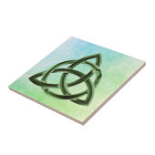 Trinity Knot Celtic Watercolor Green Metal Circlat Fliese (Seite)
