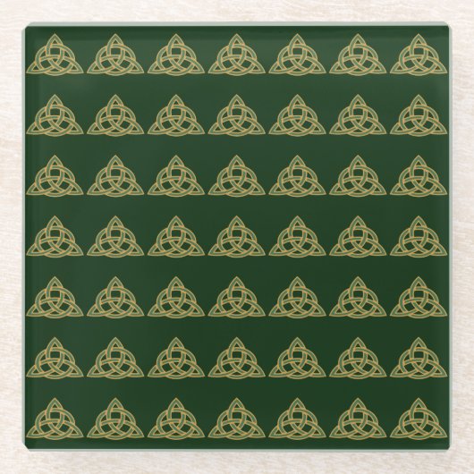 Trinity Knot Grün Glas Untersetzer (Vorderseite)