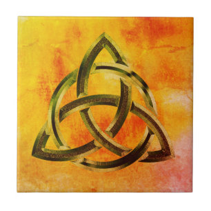 Trinity Knot keltisch Orange Vintage Feuer Fliese