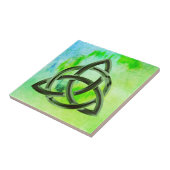 Trinity-Knoten keltisch grün Grunge Vintage Fliese (Seite)