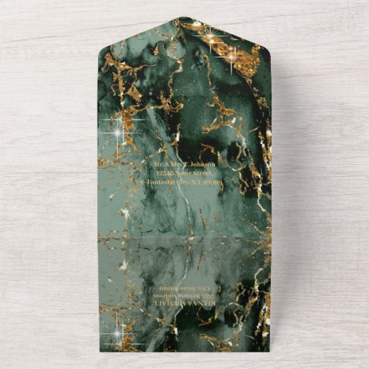 Trinity Mack Marble Glitzer Wedding ID644 All In One Einladung (Außenbereich)