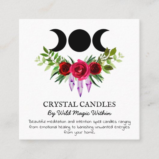 Trinity Moon Intention Crystal Candle Zauber Quadratische Visitenkarte (Vorderseite)
