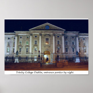 Trinity Uni porticiat at at night, Dublin Irland Poster