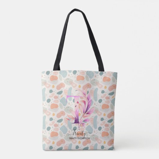 Trinity's Joyful Bloom - Boho Floral Monogram T Tasche (Rückseite)