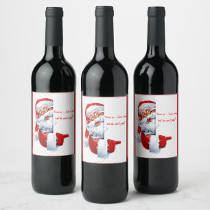 "Trink auf - der Weihnachtsmann schaut zu, aber er Weinetikett