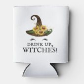 "Trink auf, Hexen!" Rustikales SonnenblumenHallowe Dosenkühler (Vorderseite)