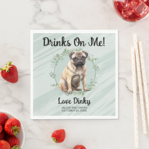 Trink-auf-mich-Pug-Hund-Servietten mit Foto Serviette