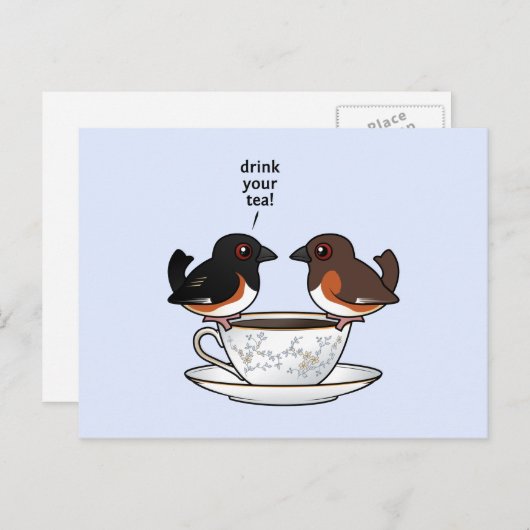 Trink deinen Tee! Postkarte (Vorne/Hinten)