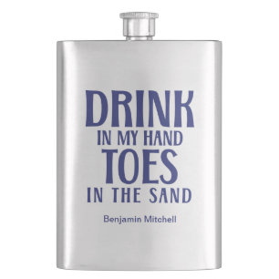 Trink in meiner Hand Zitat Navy Modern Coastal Flachmann