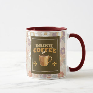 Trink-Kaffeetasse – Braunes florales ästhetisches Tasse