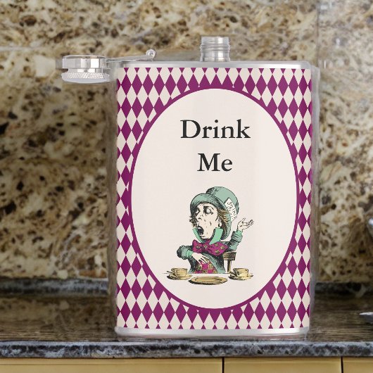 Trink Mad Hatter Alice im Wunderland Magenta Flachmann