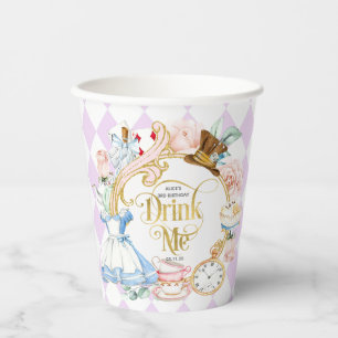 Trink mich, Alice im Wunderland zum Geburtstag Pappbecher