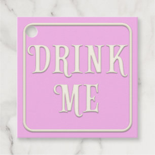 "Trink mich" viktorianische Teeparty rosa Quadrat Geschenkanhänger