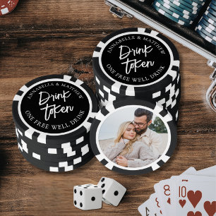 Trink-Token Hochzeitsfoto Pokerchips