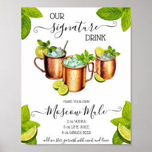 Trink, Trink Hurra Moskau-Maultier-Signatur-Drink- Poster