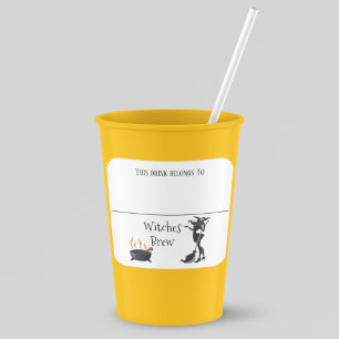 Trinkaufkleber Marker Name Hexe Halloween Party Quadratischer Aufkleber