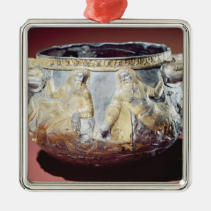 Trinkbecher, der Scythian Soldaten darstellt Silbernes Ornament