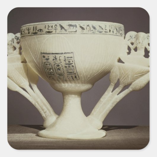 Trinkbecher in Form von halbgeöffnetem Lotus Quadratischer Aufkleber (Vorderseite)