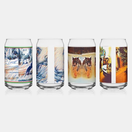 Trinkbehälter Set-Hunde im Winter Dosenglas (Rechts)