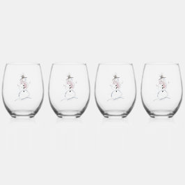 Trinkbehälter Set Snowman Joy Wine Glasses Weinglas Ohne Stiel