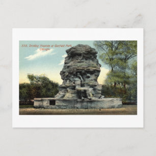 Trinkbrunnen, Garfield Park, Chicago IL Vintage Postkarte