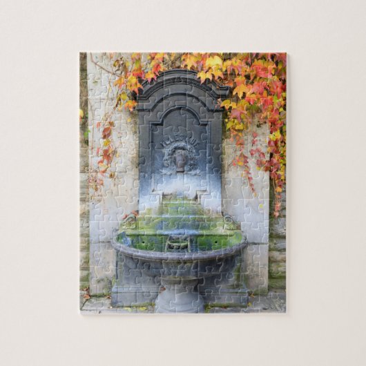 Trinkbrunnen im Herbst, Ungarn Puzzle (Vertikal)