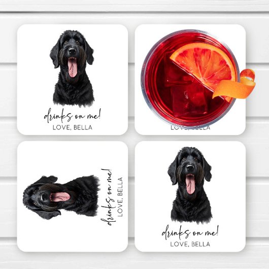 Trinke auf mich! Black Russian Terrier Dog Wedding Rechteckiger Pappuntersetzer
