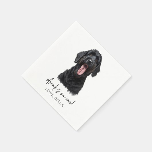 Trinke auf mich! Black Russian Terrier Dog Wedding Serviette (Ecke)