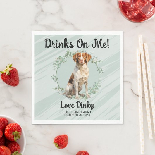 Trinke auf mich! Brittany Spanel Pet Wedding Serviette (Beispiel)