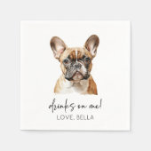 Trinke auf mich! Bulldog-Haustier-Hochzeit Serviette (Vorderseite)