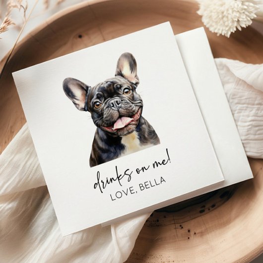 Trinke auf mich! Bulldog-Haustier-Hochzeit Serviette