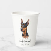 Trinke auf mich! Dobermann Dog Pet Wedding Pappbecher (Vorderseite)