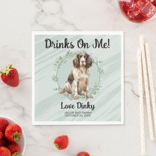 Trinke auf mich! English Springer Spanel Dog Weddi Serviette (Beispiel)