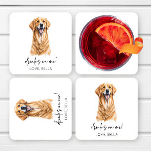 Trinke auf mich! Golden Retriever Hunde Hochzeit Rechteckiger Pappuntersetzer