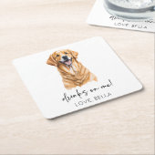 Trinke auf mich! Golden Retriever Hunde Hochzeit Rechteckiger Pappuntersetzer (angewinkelt)