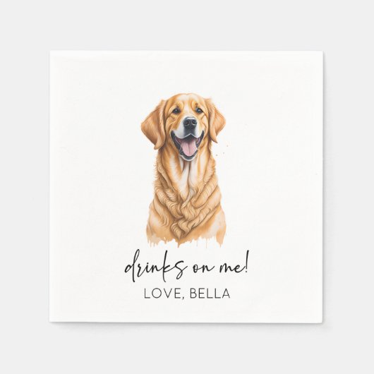 Trinke auf mich! Golden Retriever Hunde Hochzeit Serviette (Vorderseite)
