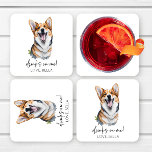 Trinke auf mich! Pembroke Welsh Corgi Dog Pet Wedd Rechteckiger Pappuntersetzer<br><div class="desc">Das sind Getränke auf mir! Pembroke Welsh Corgi Dog Pet Hochzeitspapier Untersetzer!</div>