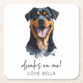 Trinke auf mich! Rottweiler Dog Pet Wedding Rechteckiger Pappuntersetzer (Vorderseite)