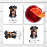 Trinke auf mich! Rottweiler Dog Pet Wedding Rechteckiger Pappuntersetzer<br><div class="desc">Das sind Getränke auf mir! Rottweiler Dog Pet Hochzeitspapier Untersetzer!</div>