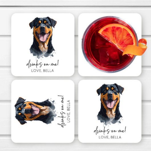 Trinke auf mich! Rottweiler Dog Pet Wedding Rechteckiger Pappuntersetzer