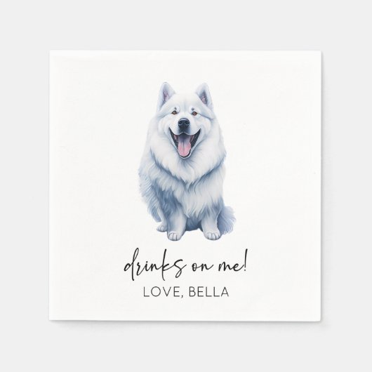 Trinke auf mich! Samoyed Dog Pet Wedding Serviette (Vorderseite)